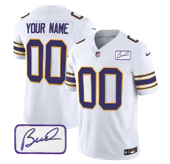 Youth Minnesota Vikings Active Player Custom White 2023 F.U.S.E. Bud Grant patch Limited Football Stitched Jersey